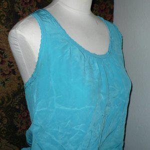 Trina Turk Aqua Blue Racer back silk top 36" bust
